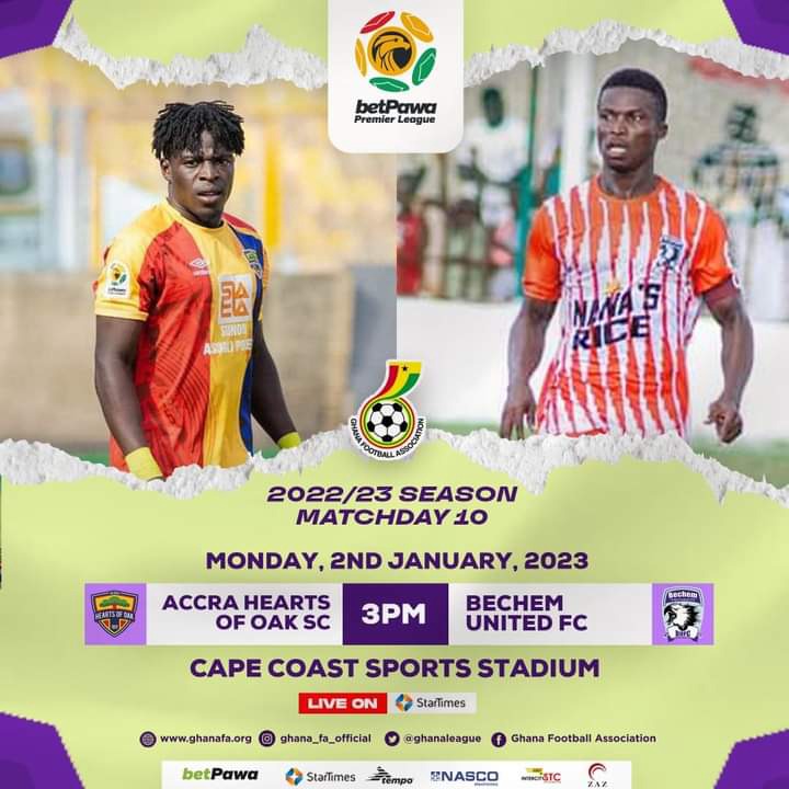 Accra Hearts of Oak targets second position as they play Bechem United today