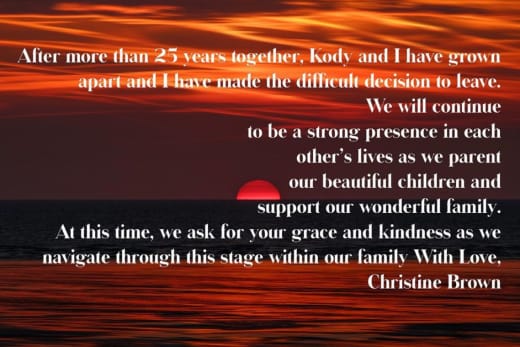 Christine Brown divorce announcement