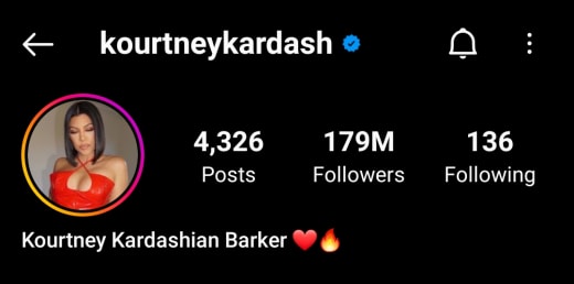 Kourtney Kardashian Barker IG bio