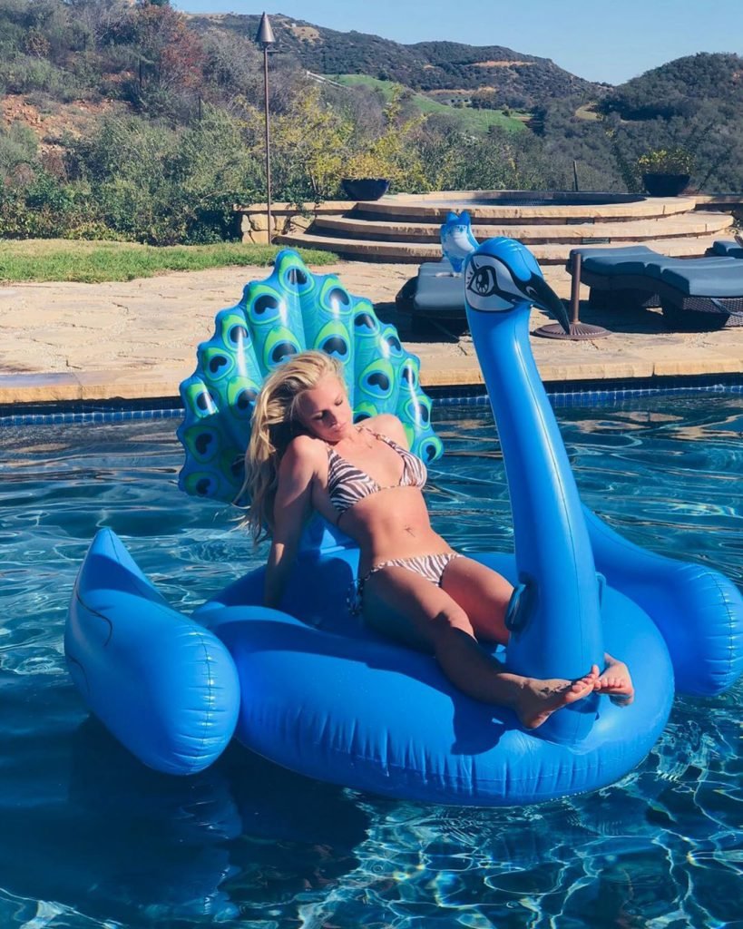 Britney Spears in a Bikini on a Peacock Float