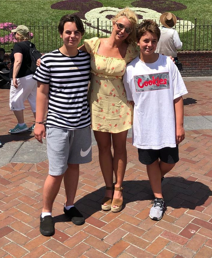Sean Preston, Britney Spears, and Jayden James at Disneyland