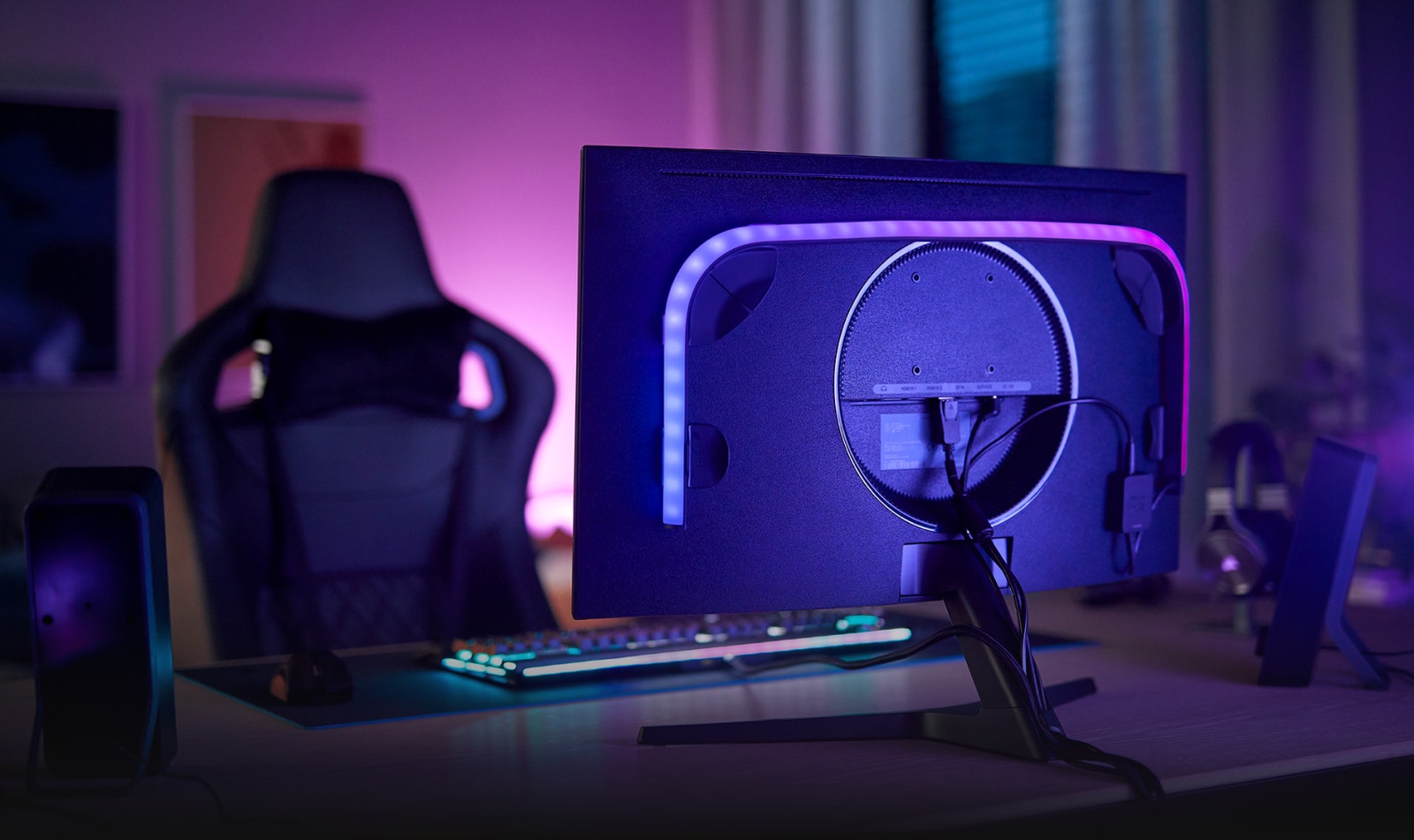Philips Hue Light Strip attached to computer monitor