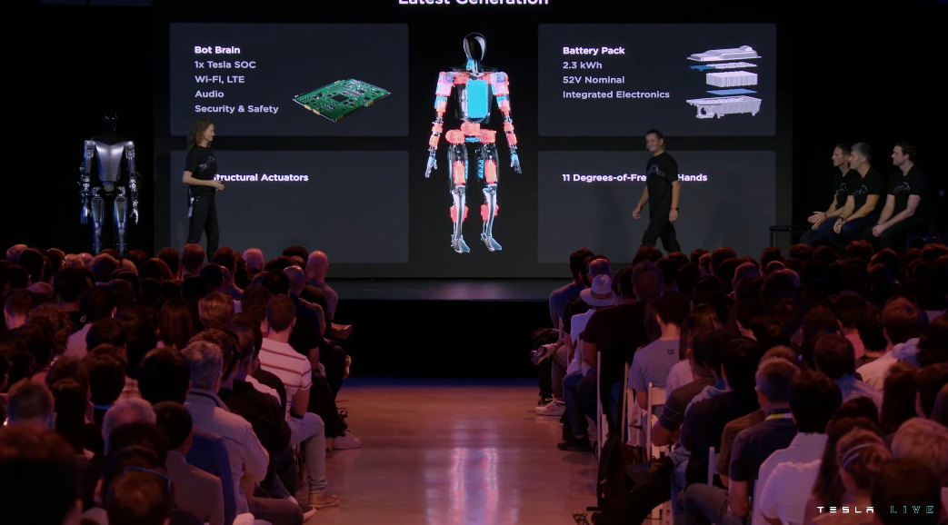 Tesla robot specs display