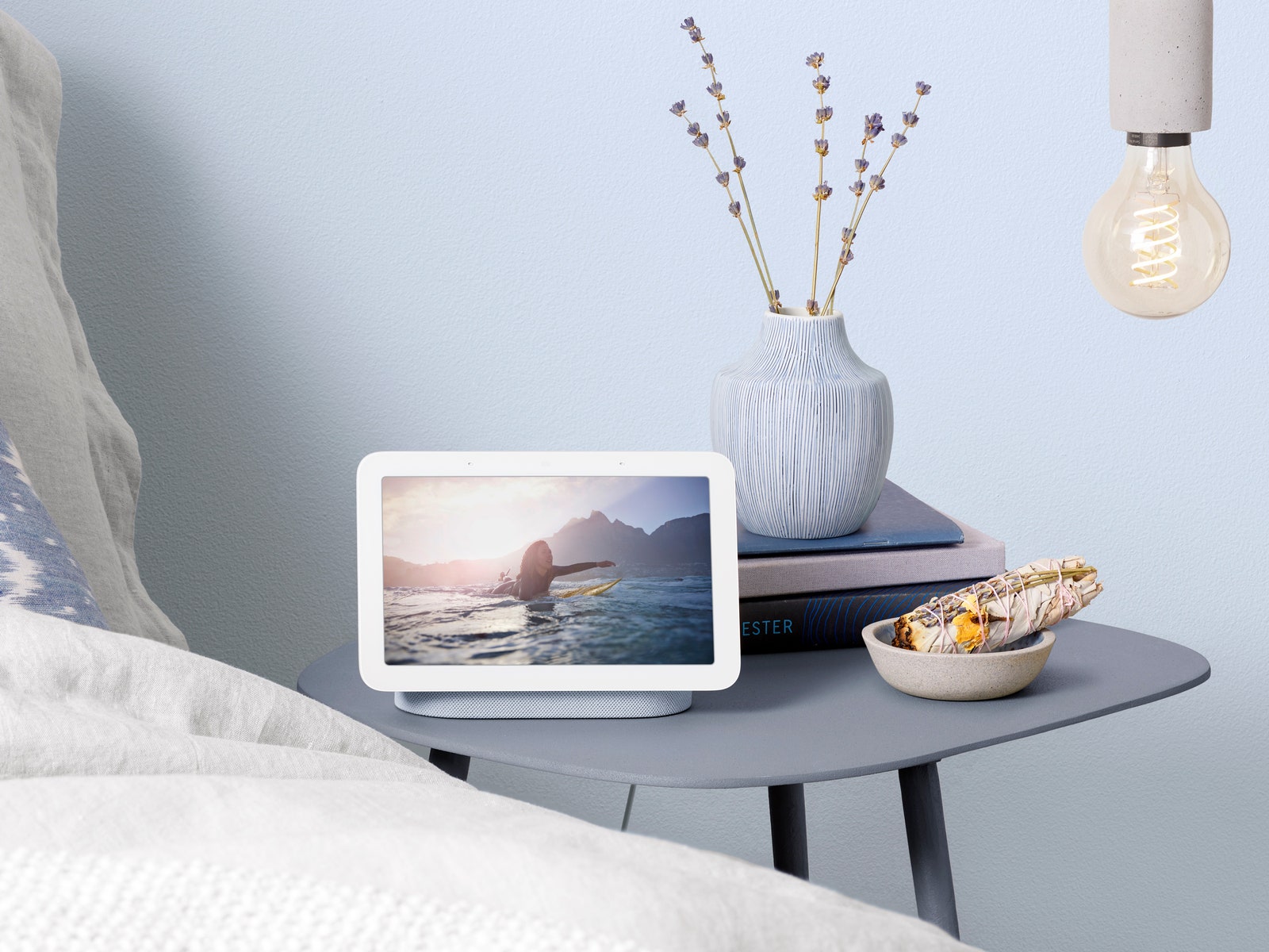 Google Nest Hub on nightstand