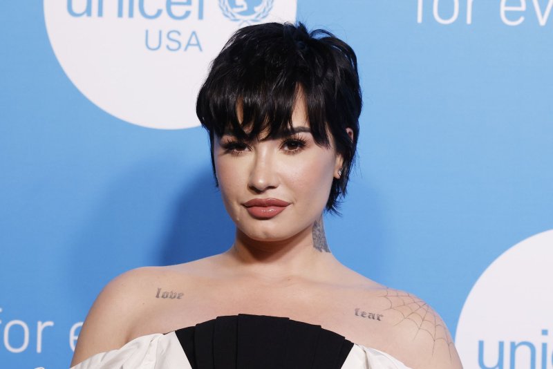 Demi Lovato arrives on the red carpet at the 2022 UNICEF Gala at The Glasshouse on Nov. 29, 2022 in New York City. Ads for her eighth album "Holy Fvck" were banned in Britain by the Advertising Standards Authority which said they could be viewed as blasphemous. File Photo by John Angelillo/UPI