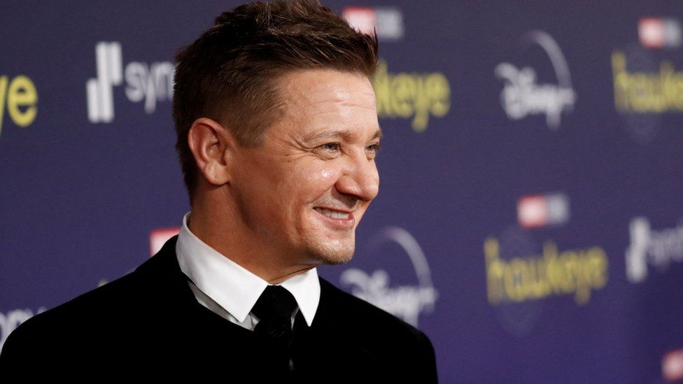 Actor Jeremy Renner poses for a picture during the premiere of the television series Hawkeye at El Capitan theatre in Los Angeles, California, U.S. November, 17, 2021