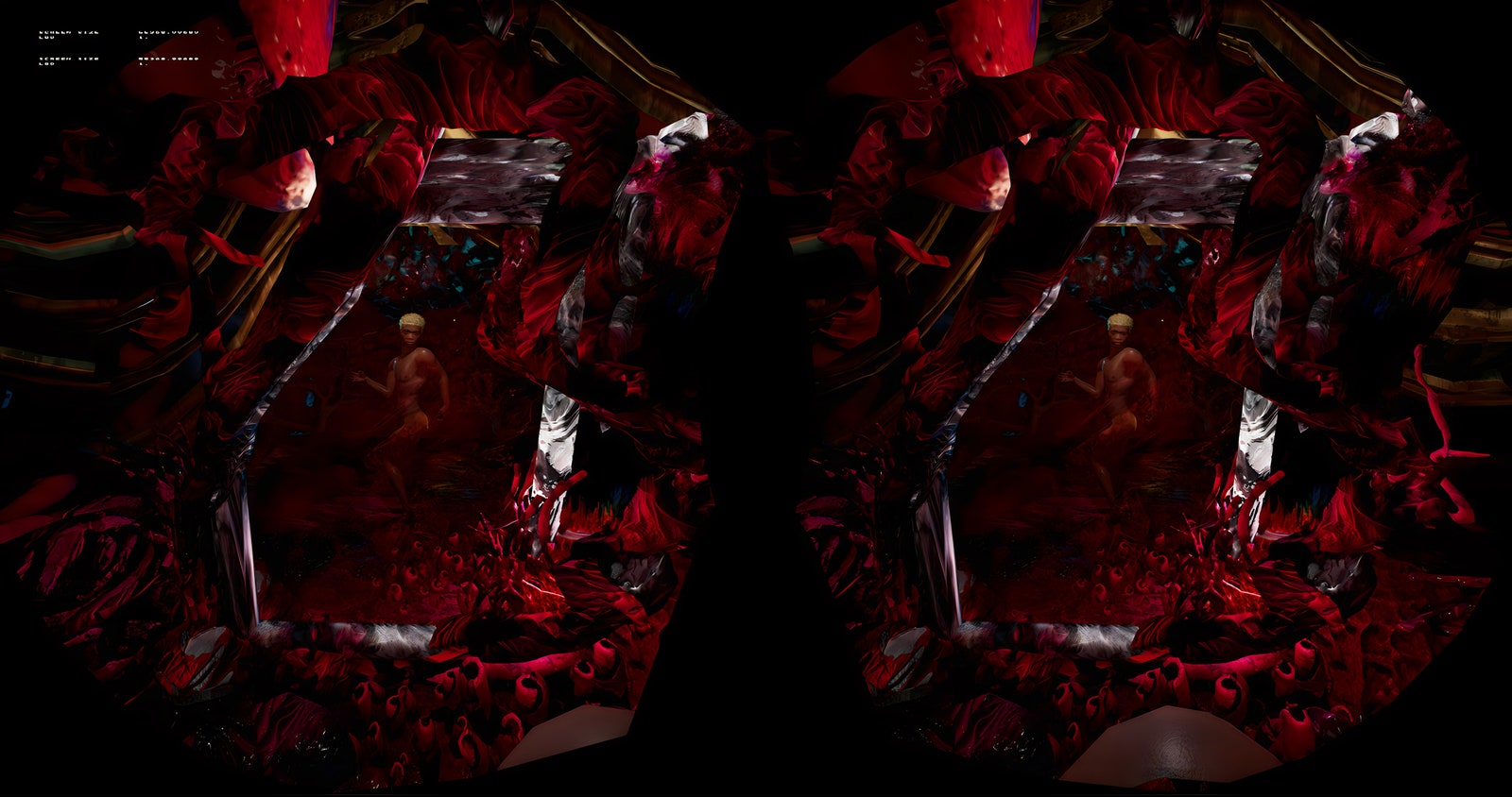 Screenshot from the virtual reality game 'Body of Mine' featuring a character walking through the inside of a human body