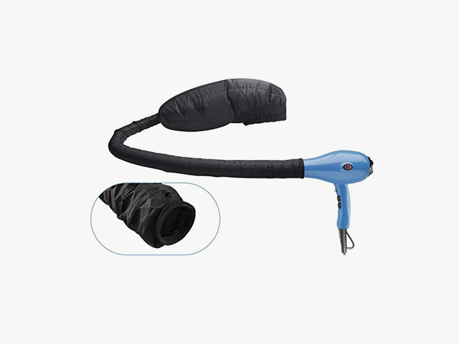 Bonnet Hood Hair Dryer Attachment attached to hair dryer