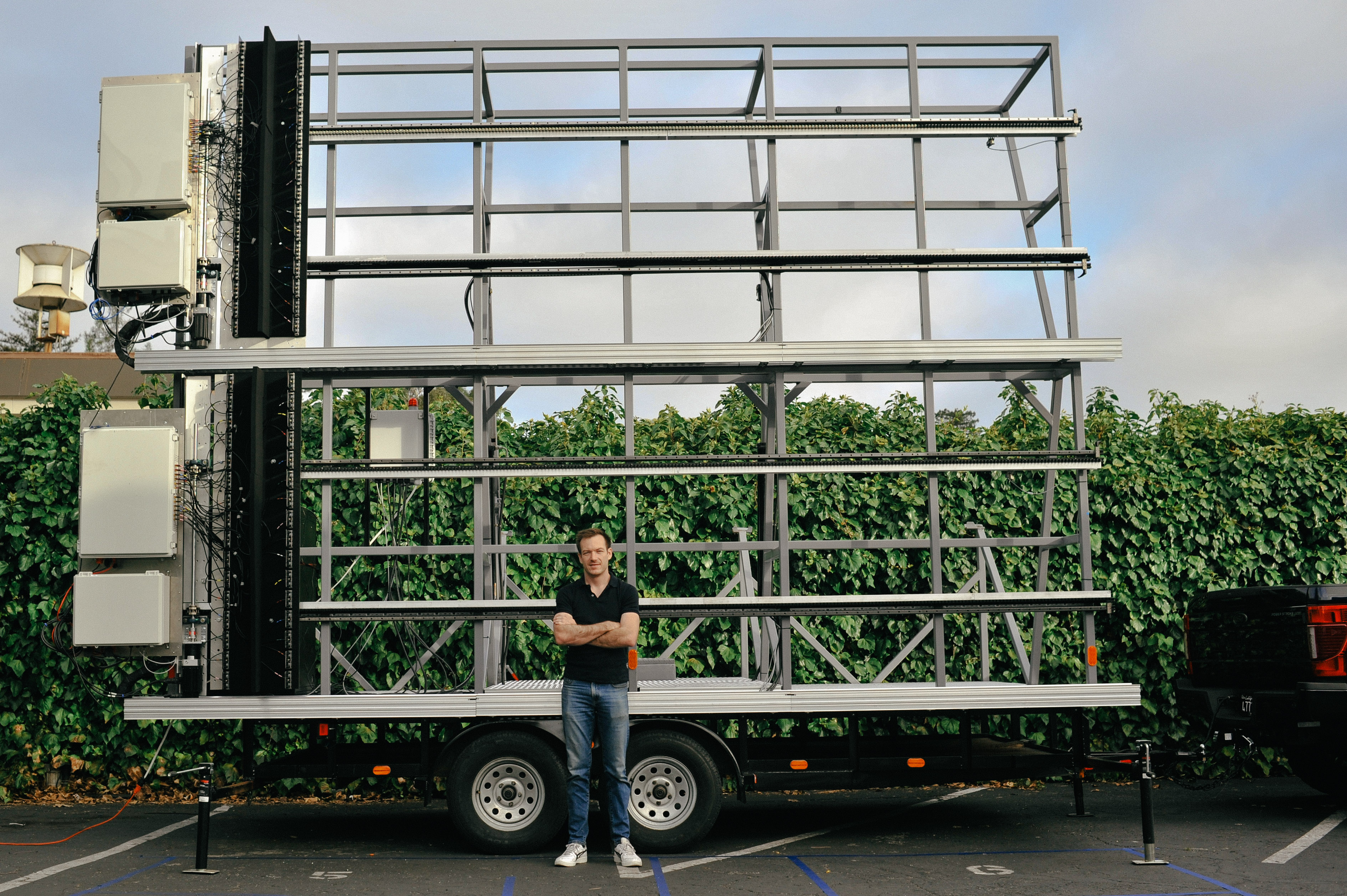 Array Labs CEO Andrew Peterson in front of the SAR testbed.