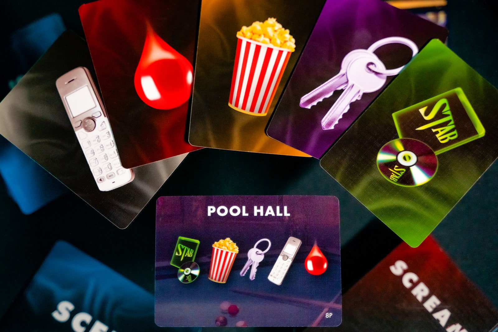 Game cards from the Scream Board Game