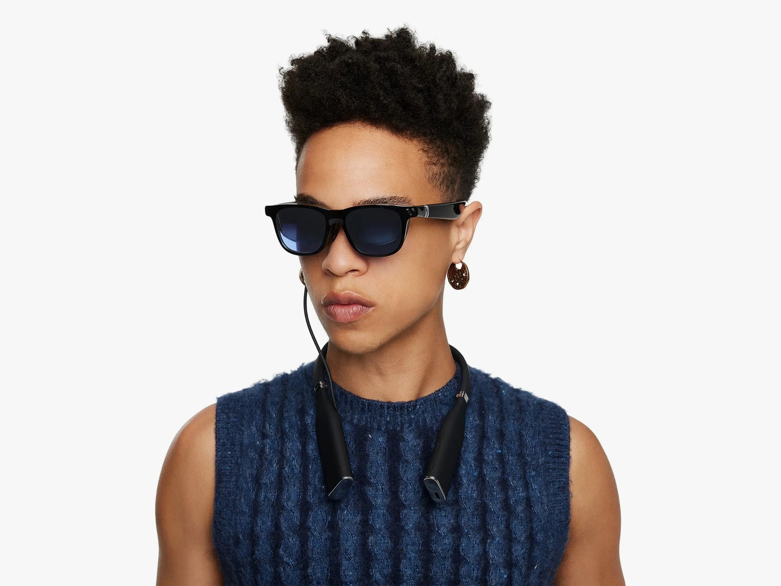 Model wearing the Viture One XR Glasses