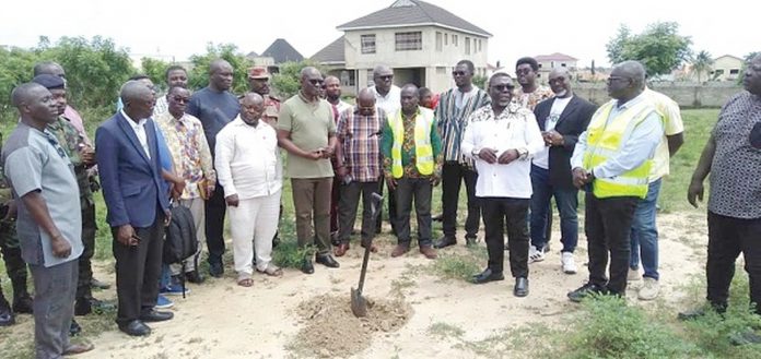 Albert Boakye Okyere (arrowed), MCE for Ashaiman, speaking at the sod cutting ceremony for the District Hospital project_1680x795