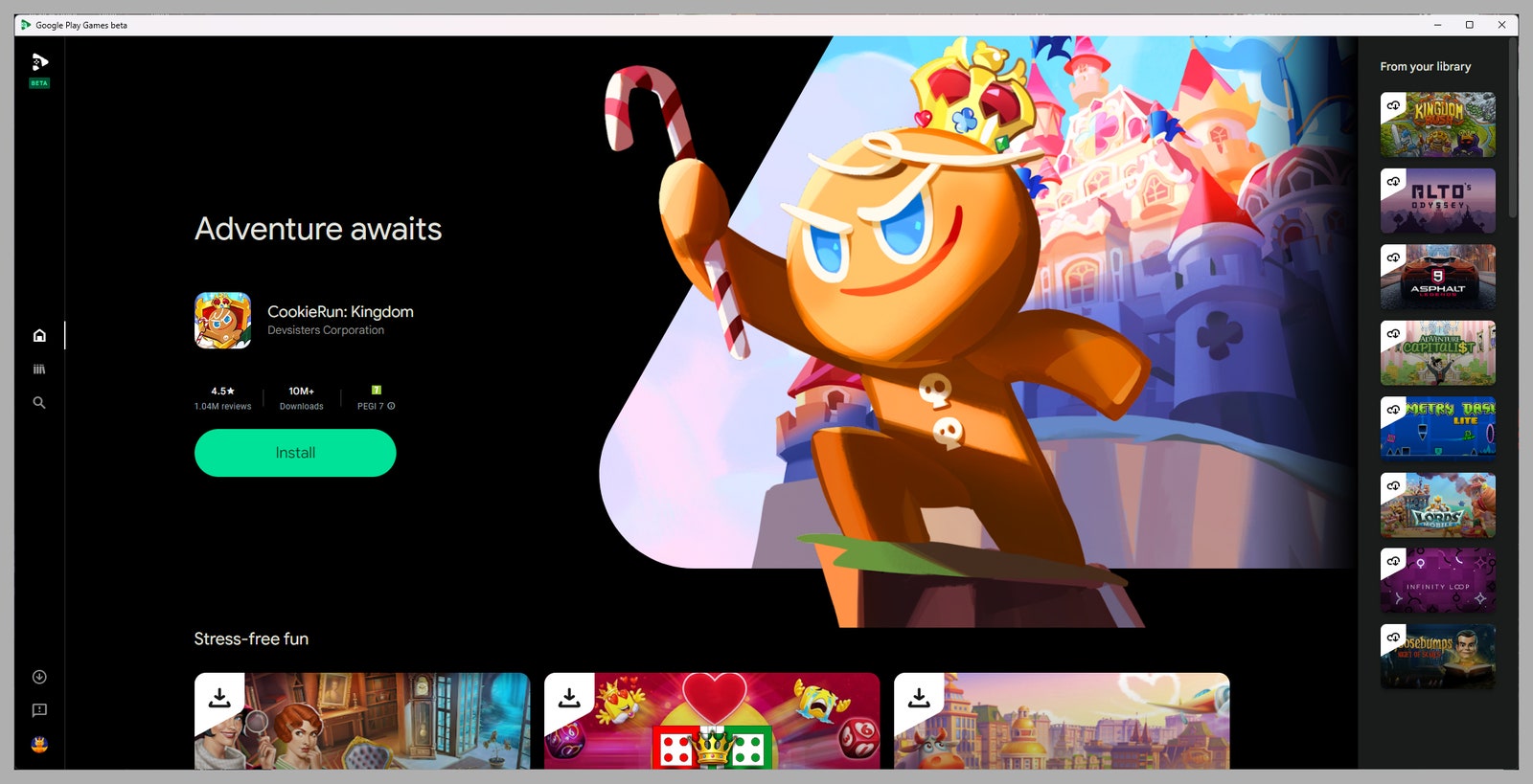 Screenshot of Google Play on a computer desktop
