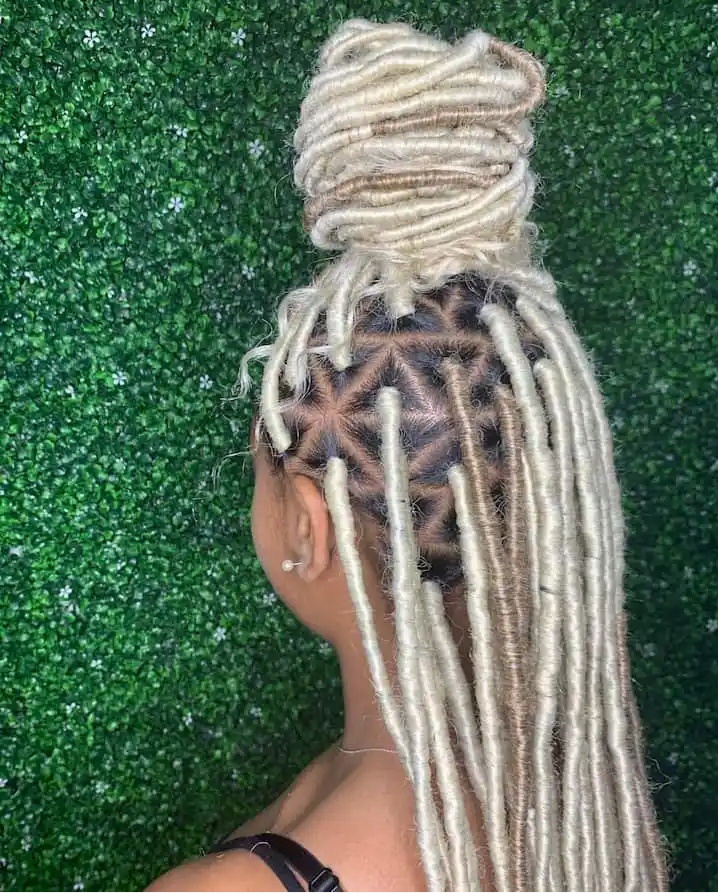 Rocking with Faux locks hairstyle.