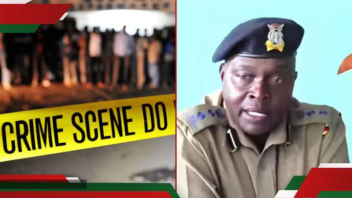 A crime scene (left) and Kakamega OCPD Vincent Cheruiyot A crime scene (left) and Kakamega OCPD Vincent Cheruiyot