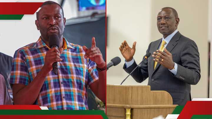 Photo collage of Edwin Sifuna and William Ruto Photo collage of Edwin Sifuna and William Ruto