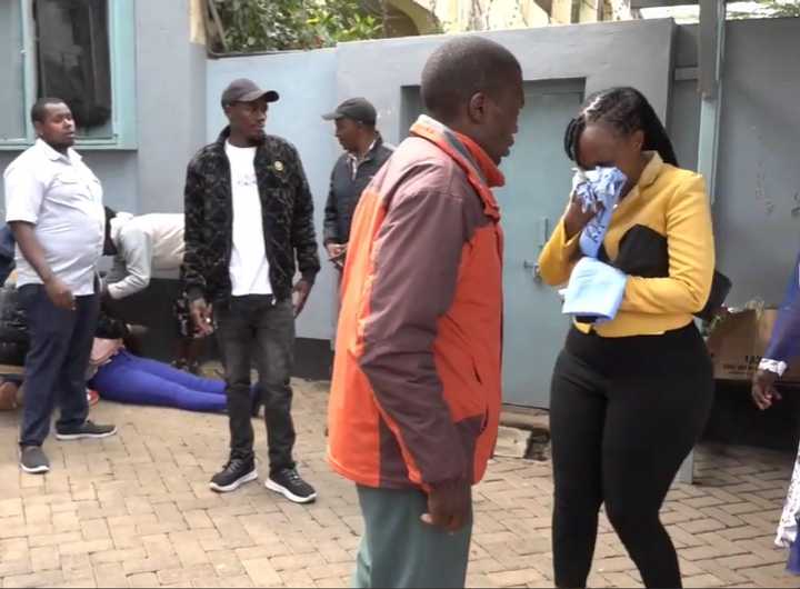 Emotional scenes at PNN Funeral Home during Hannah Waithera's body viewing.