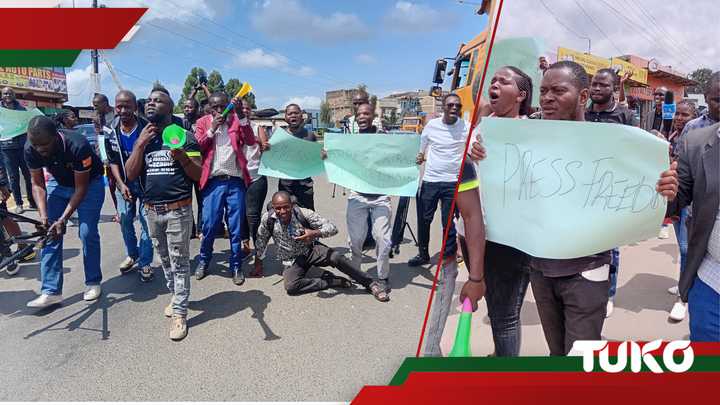 Meru journalists during a protest in Nkubu town Meru journalists during a protest in Nkubu town