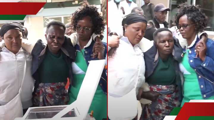 Mary Mwangi (with short hair) during her daughter Hannah Waithera's body viewing.