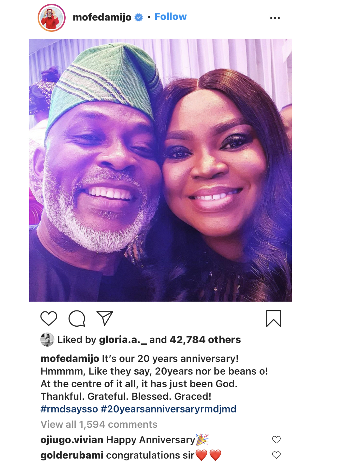 The actor’s post