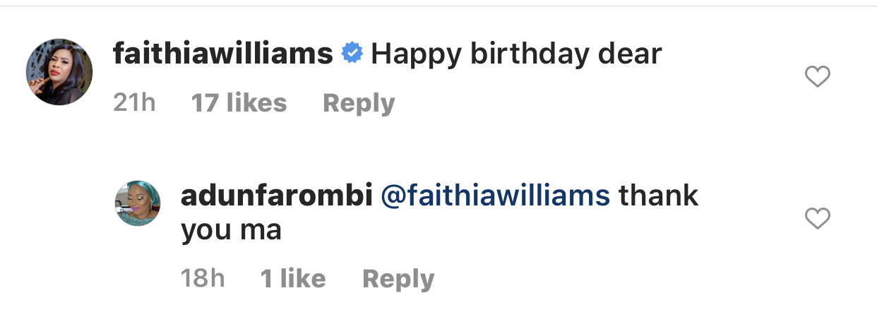 Fathia Williams’ birthday wish to Adun