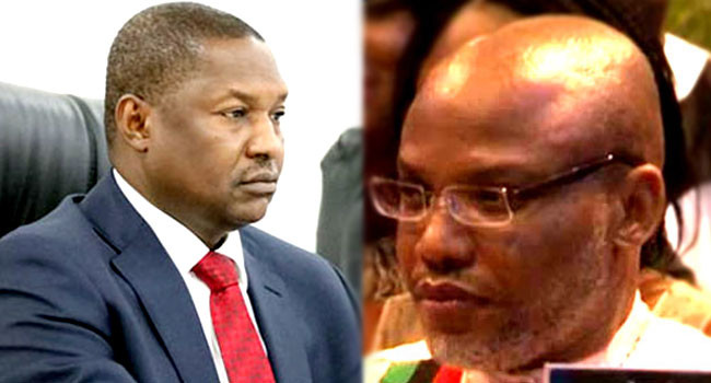Nnamdi Kanu Sues Malami For Allegedly Saying He Jumped Bail, Demands N20bn >
