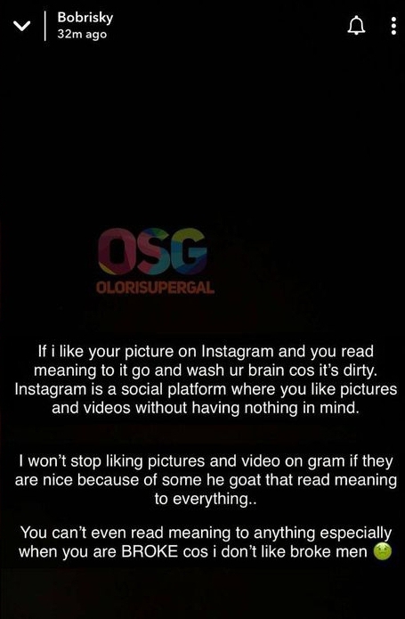 Bobrisky replies Alexander