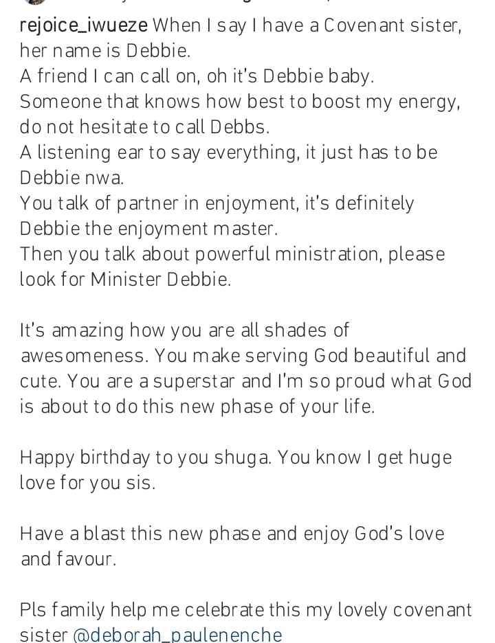 Rejoice Iwueze celebrates Deborah Enenche birthday 
