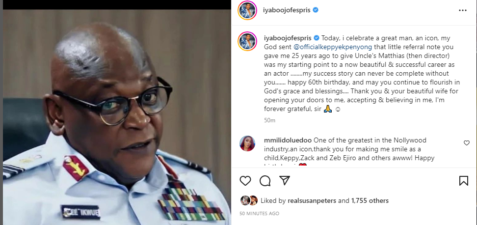Iyabo Ojo pays tribute to Veteran actor Ekpenyong Bassey Inyang as he turns 60