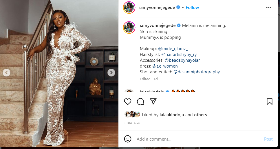 Actress Yvone Jegede stuns fans with curvy look in new post