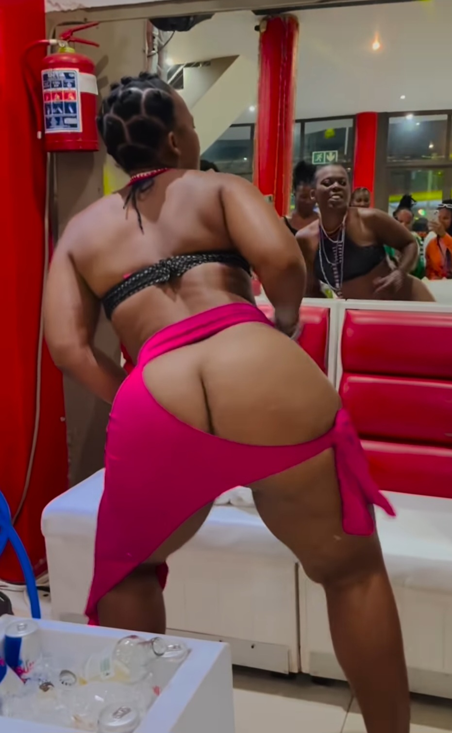 Zodwa Libram reacts after being called out for dancing without underwear and putting her bare bum on display