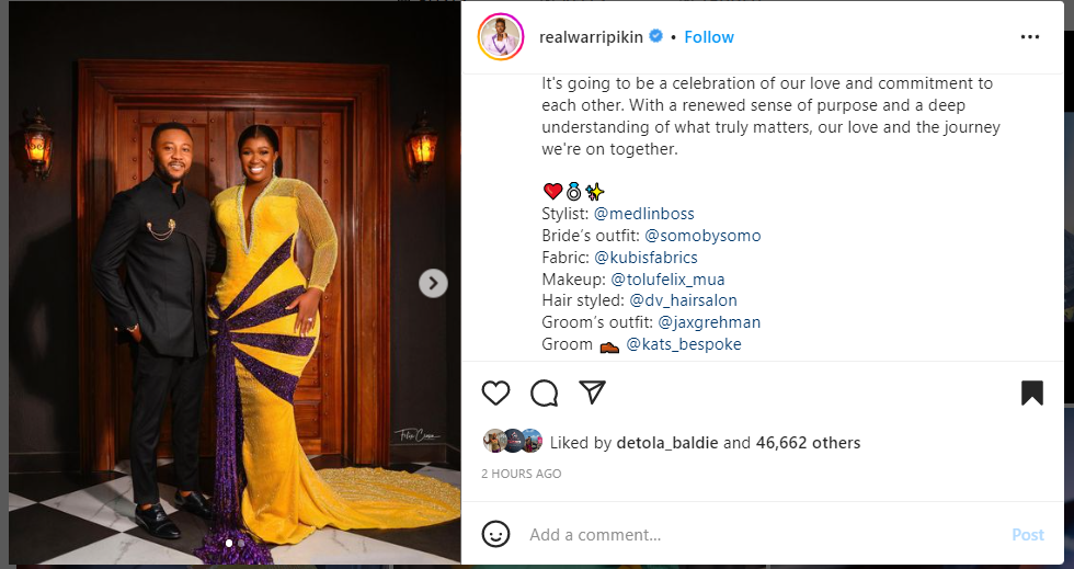 Warri Pikin set to walk down the aisle with her husband for the second time