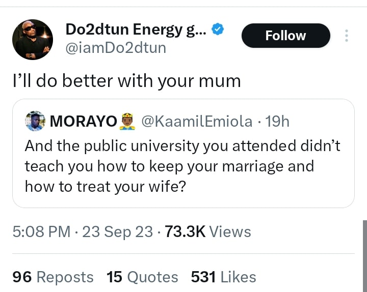 Between Do2dtun and a man who trolled him over his failed marriage