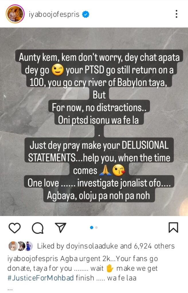 Iyabo Ojo hits back at Kemi Olunloyo over DNA test for Mohbad's son