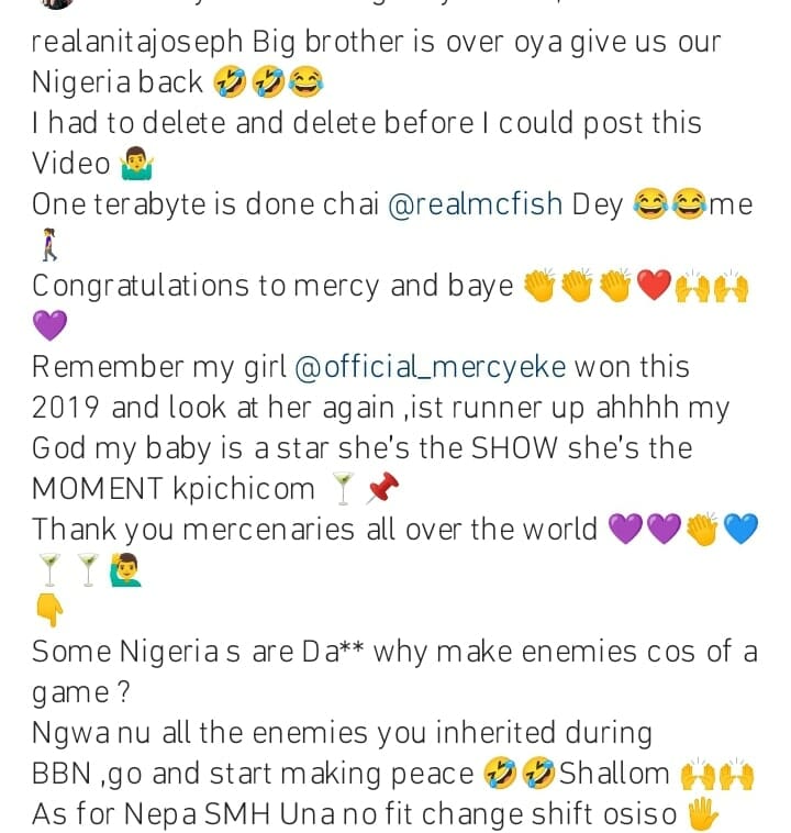 Anita Joseph expresses pride in Mercy Eke