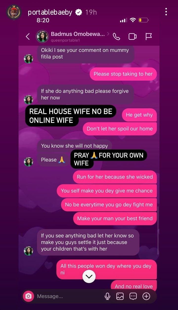 Portable begs wife to stop fighting him