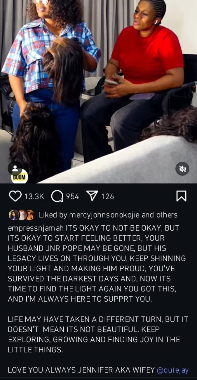 Empress Njamah surprises Junior Pope's wife