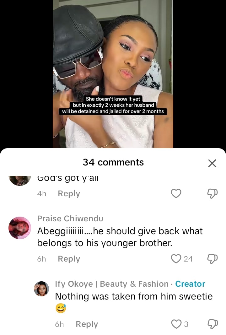 Jude Okoye's wife slams TikTok user