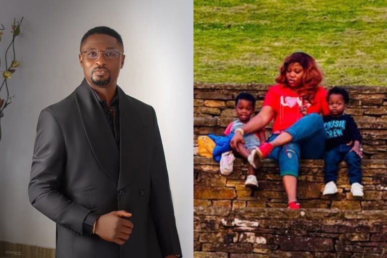 Adeniyi Johnson grateful as he shares lovely photo of his wife and twins