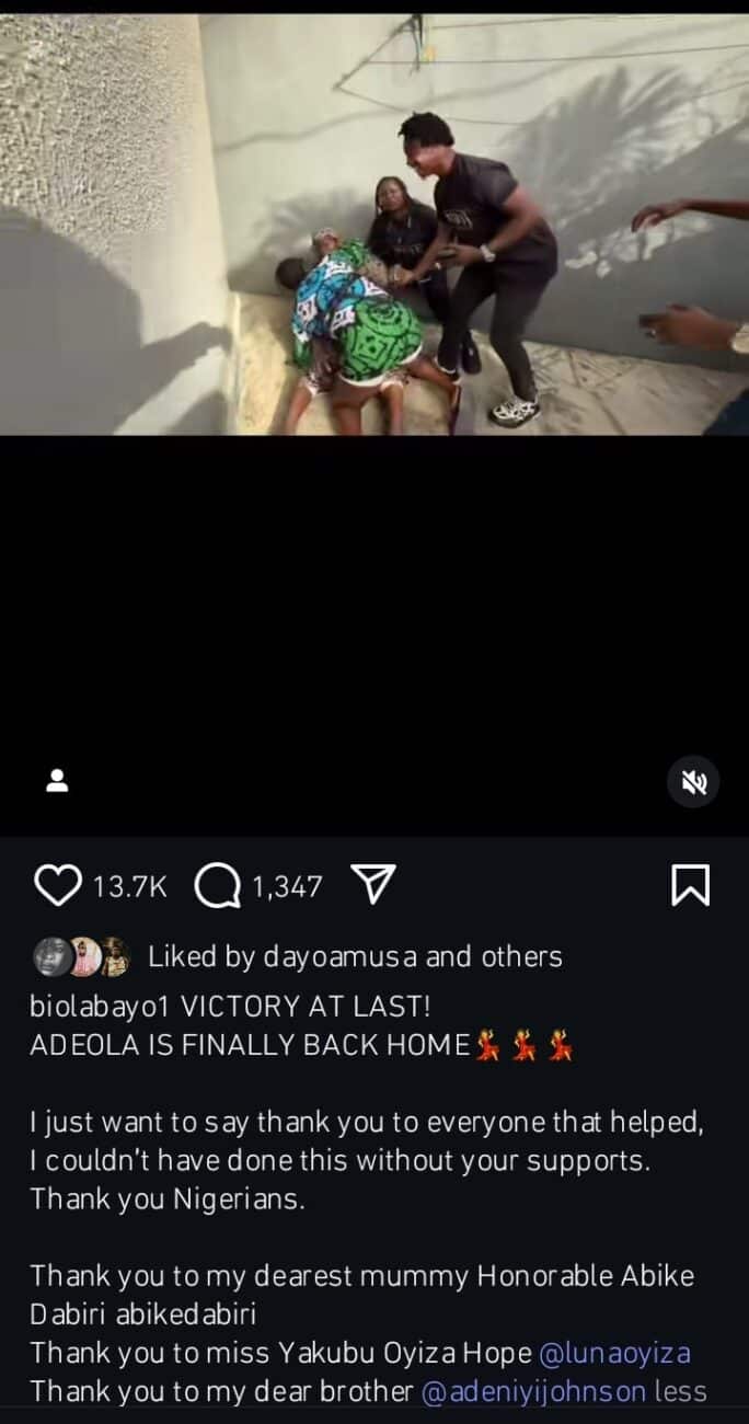 Biola Bayo shares video of Jumoke George reuniting with her daughter
