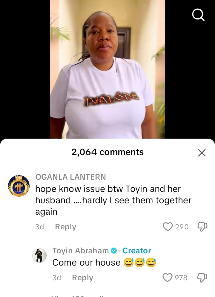 Fan queries Toyin Abraham over her marital status