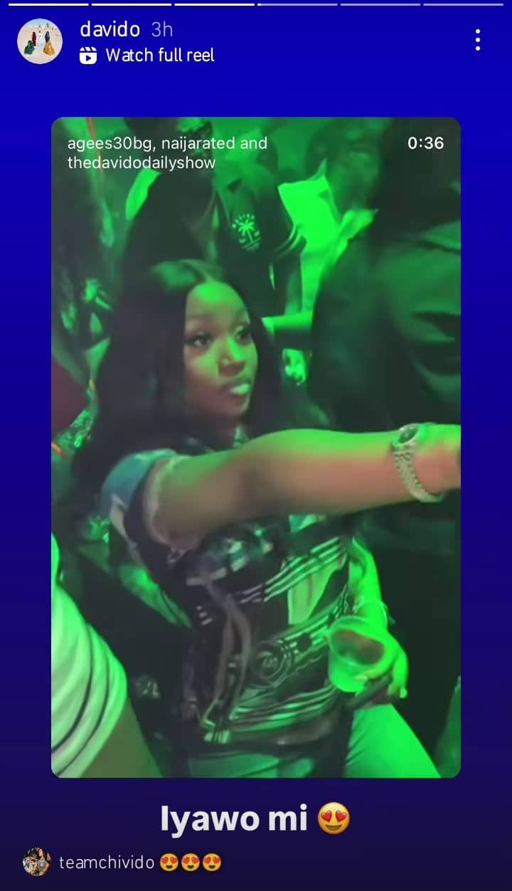 Davido calls Chioma Iyawo mi