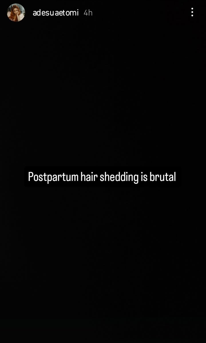 Adesua Etomi makes revelation about postpartum hair