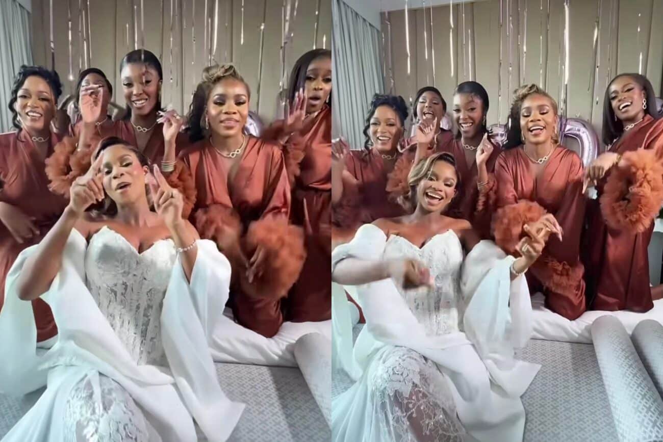 Priscilla Ojo and bridesmaids at her Tanzanian wedding finale