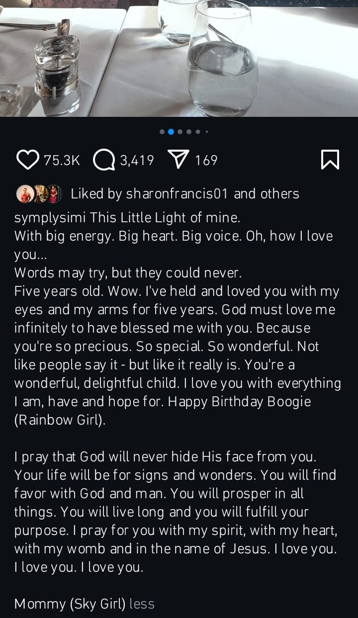 Simi celebrates daughter's 5th birthday