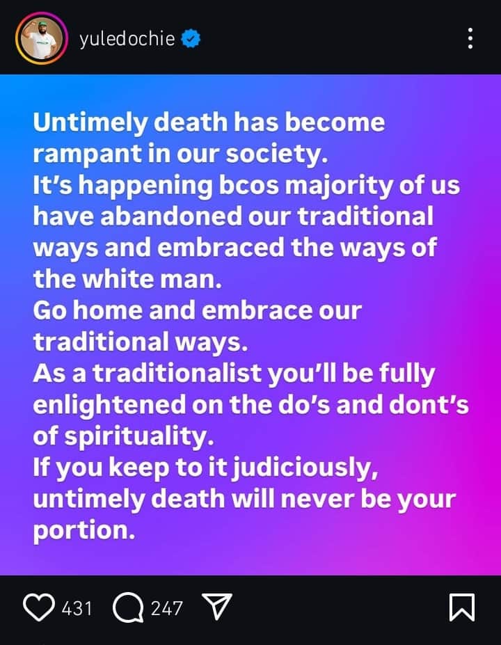 Yul Edochie reveals the cause of rampant untimely deaths