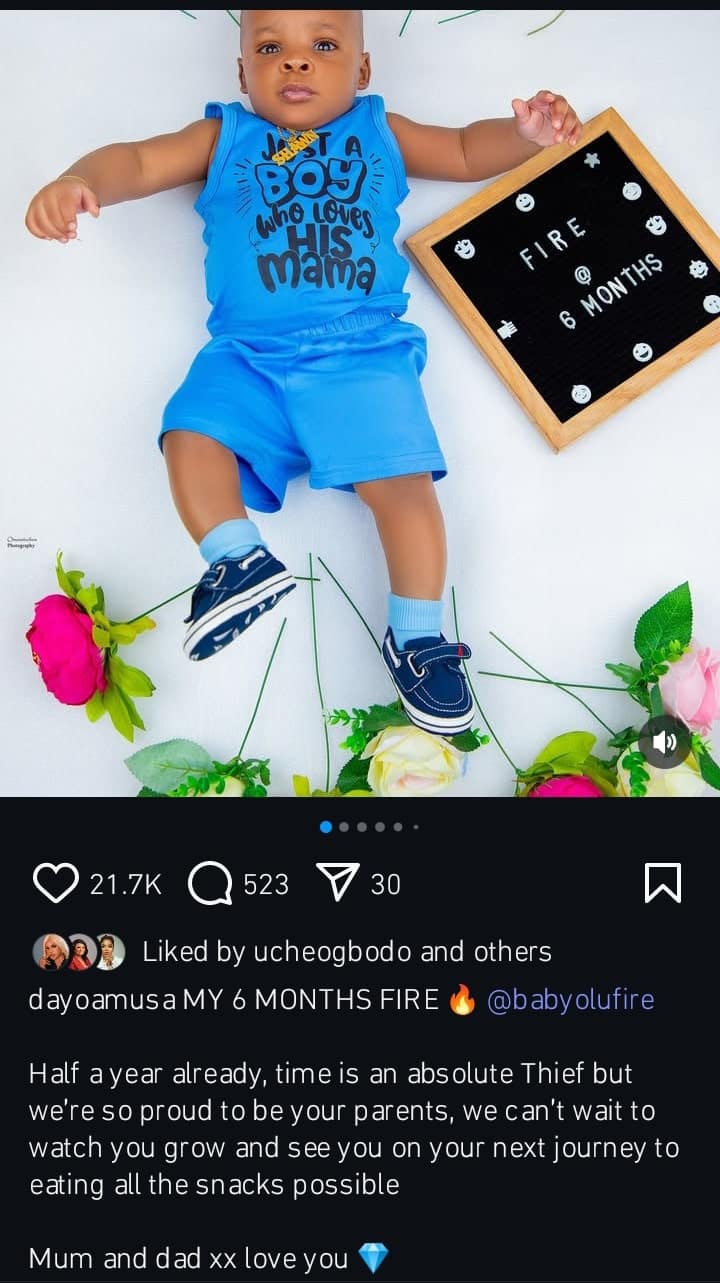 Dayo Amusa celebrates son as he turns 6 months