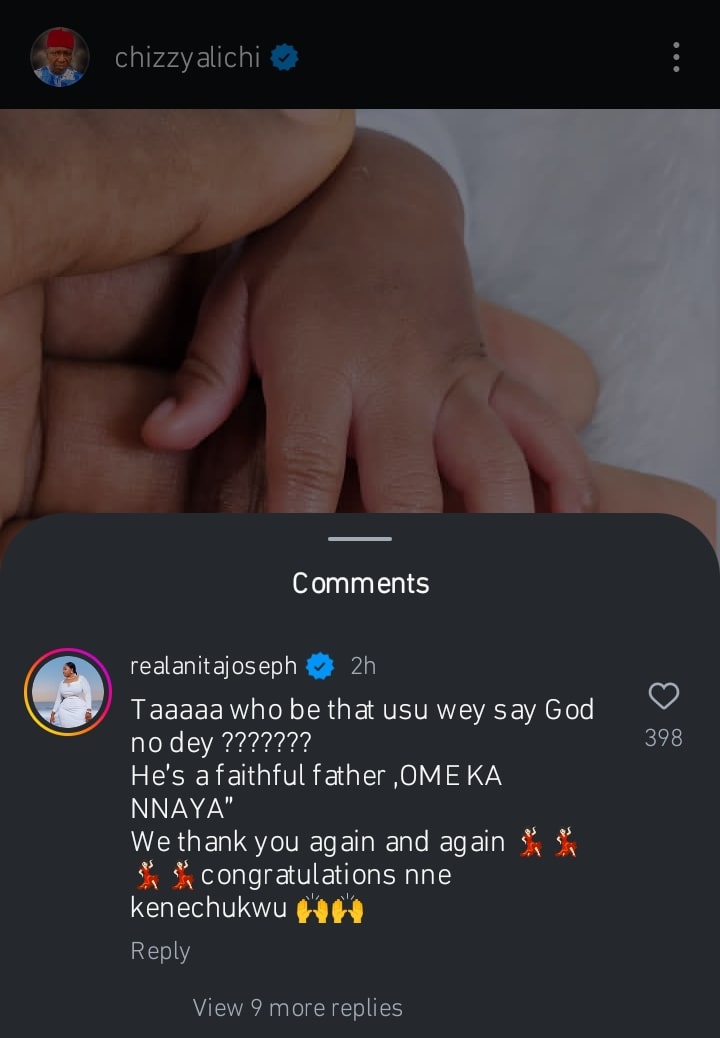 Anita Joseph congratulates Chizzy Alichi as she welcomes baby boy
