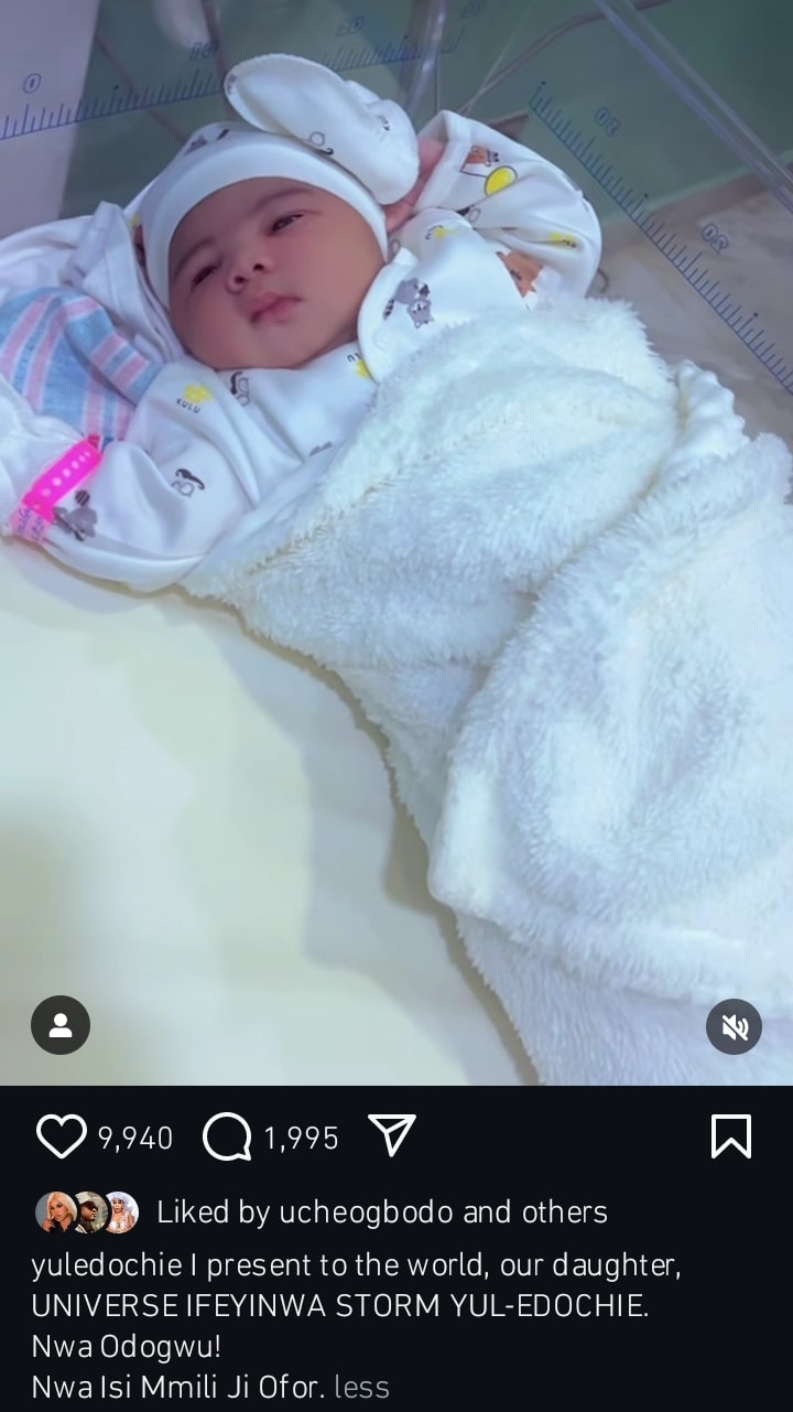Yul Edochie reveals daughter's face