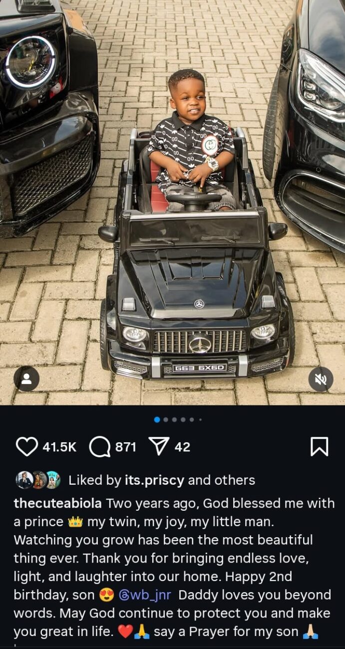 Cute Abiola celebrates son's 2nd birthday